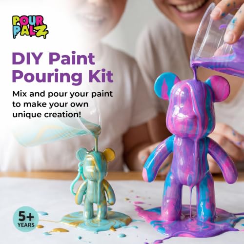 Pour Palz Keychain Pouring Mini Paint Bear Craft DIY Kit, Personalized Bear Keepsake