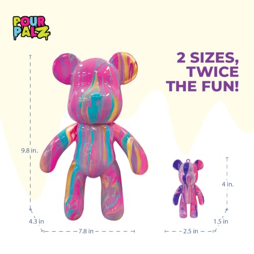Pour Palz Keychain Pouring Mini Paint Bear Craft DIY Kit, Personalized Bear Keepsake