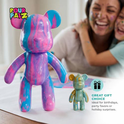Pour Palz Keychain Pouring Mini Paint Bear Craft DIY Kit, Personalized Bear Keepsake