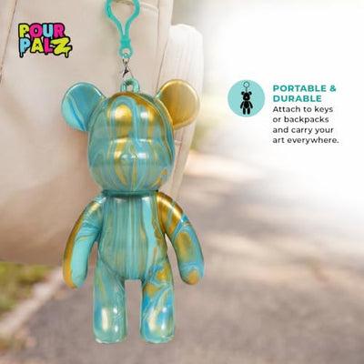 Pour Palz Keychain Pouring Mini Paint Bear Craft DIY Kit, Personalized Bear Keepsake