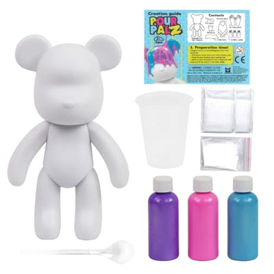 Pour Palz Keychain Pouring Mini Paint Bear Craft DIY Kit, Personalized Bear Keepsake