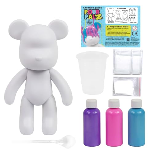 Pour Palz Keychain Pouring Mini Paint Bear Craft DIY Kit, Personalized Bear Keepsake