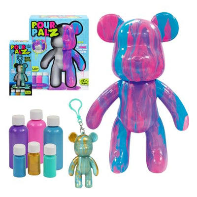 Pour Palz Keychain Pouring Mini Paint Bear Craft DIY Kit, Personalized Bear Keepsake