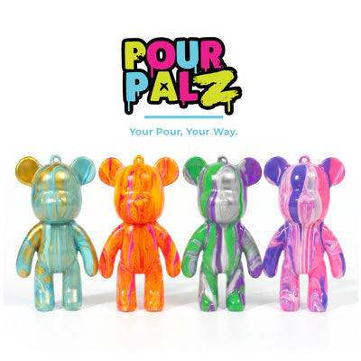 Pour Palz Keychain Pouring Mini Paint Bear Craft DIY Kit, Personalized Bear Keepsake