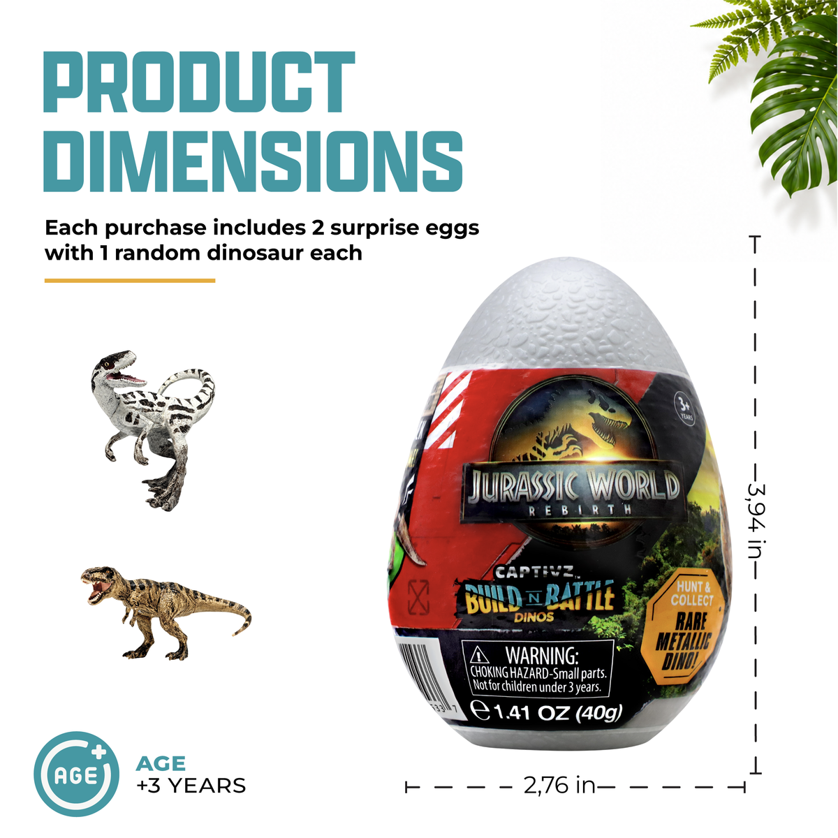 Jurassic World Captivz 2-Pack Surprise Eggs for Kids Ages 3+