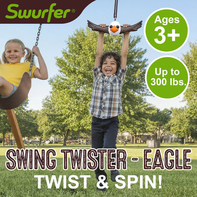Swurfer Ninja Twister Swing Spins Set - 360° Twist Spin Toy, Swing Set Accessories for Backyard, Kids Outdoor Toys, Playground Hang Toys, Easy Install, Adjust Height, Durable, Up to 300lbs, Hawk