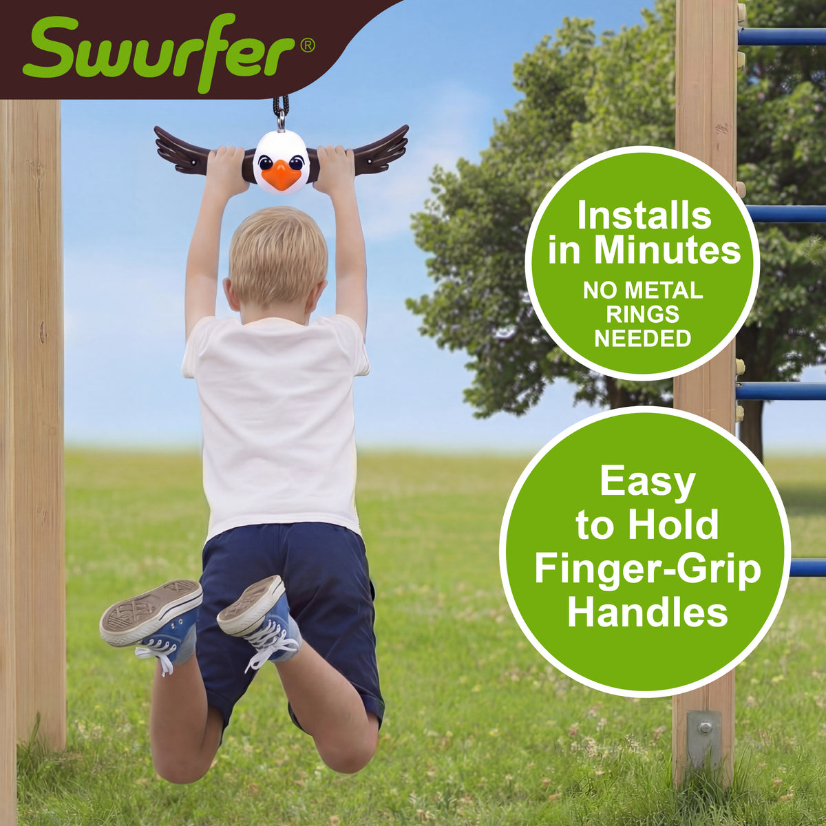 Swurfer Ninja Twister Swing Spins Set - 360° Twist Spin Toy, Swing Set Accessories for Backyard, Kids Outdoor Toys, Playground Hang Toys, Easy Install, Adjust Height, Durable, Up to 300lbs, Hawk