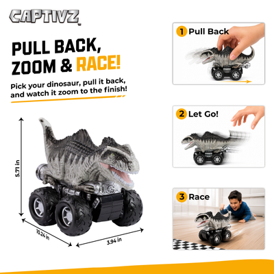 Jurassic World Chaos Theory Zoom Riders, 3 Surprise Eggs in 1 Box Dinosaur Toys for Kids 3+