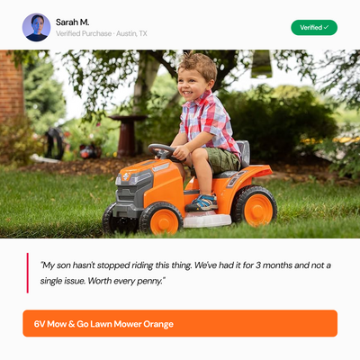 Kid Trax 6V Mow & Go Lawn Mower Orange - Test