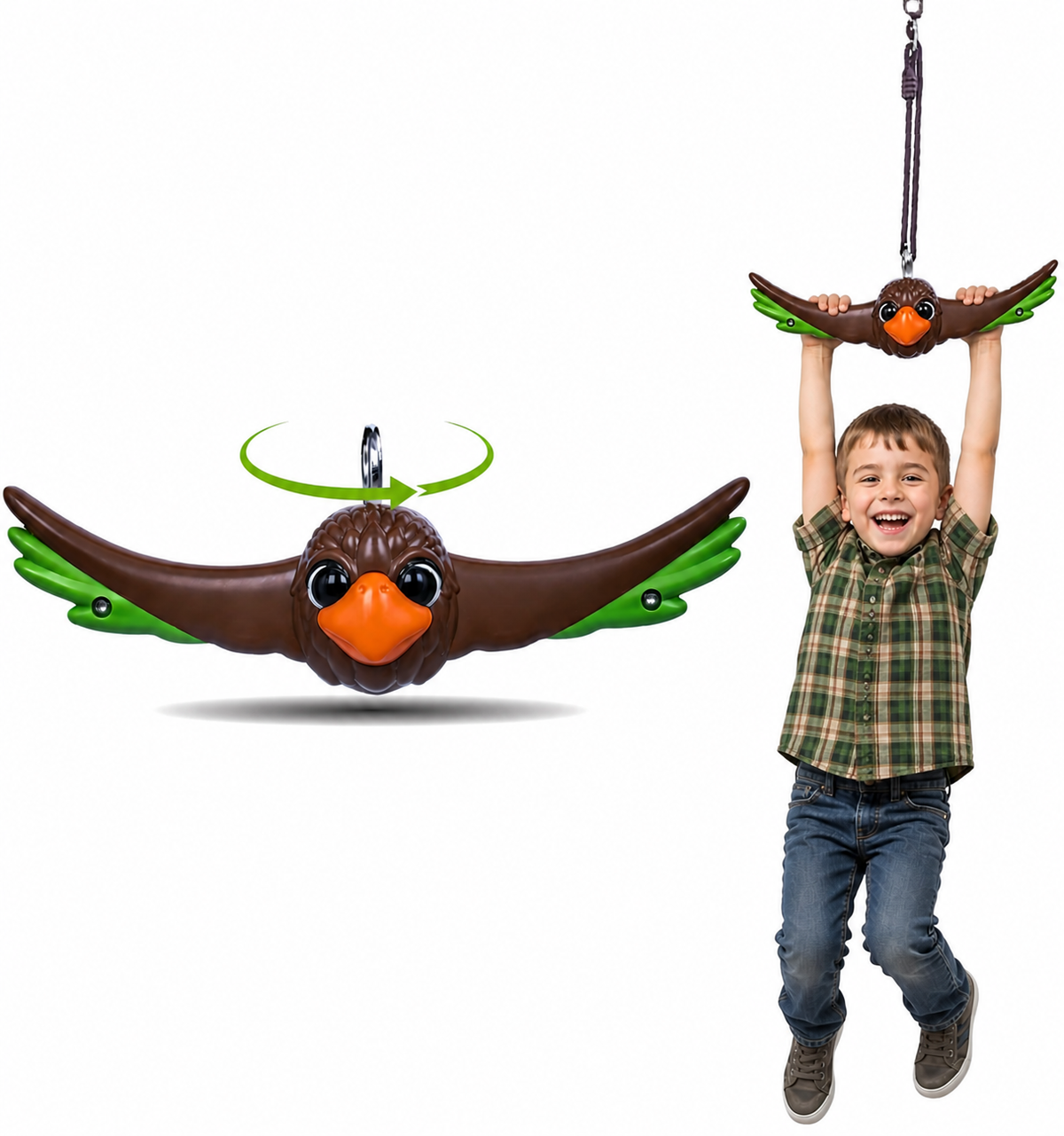 Swurfer Ninja Twister Swing Spins Set - 360° Twist Spin Toy, Swing Set Accessories for Backyard, Kids Outdoor Toys, Playground Hang Toys, Easy Install, Adjust Height, Durable, Up to 300lbs, Hawk