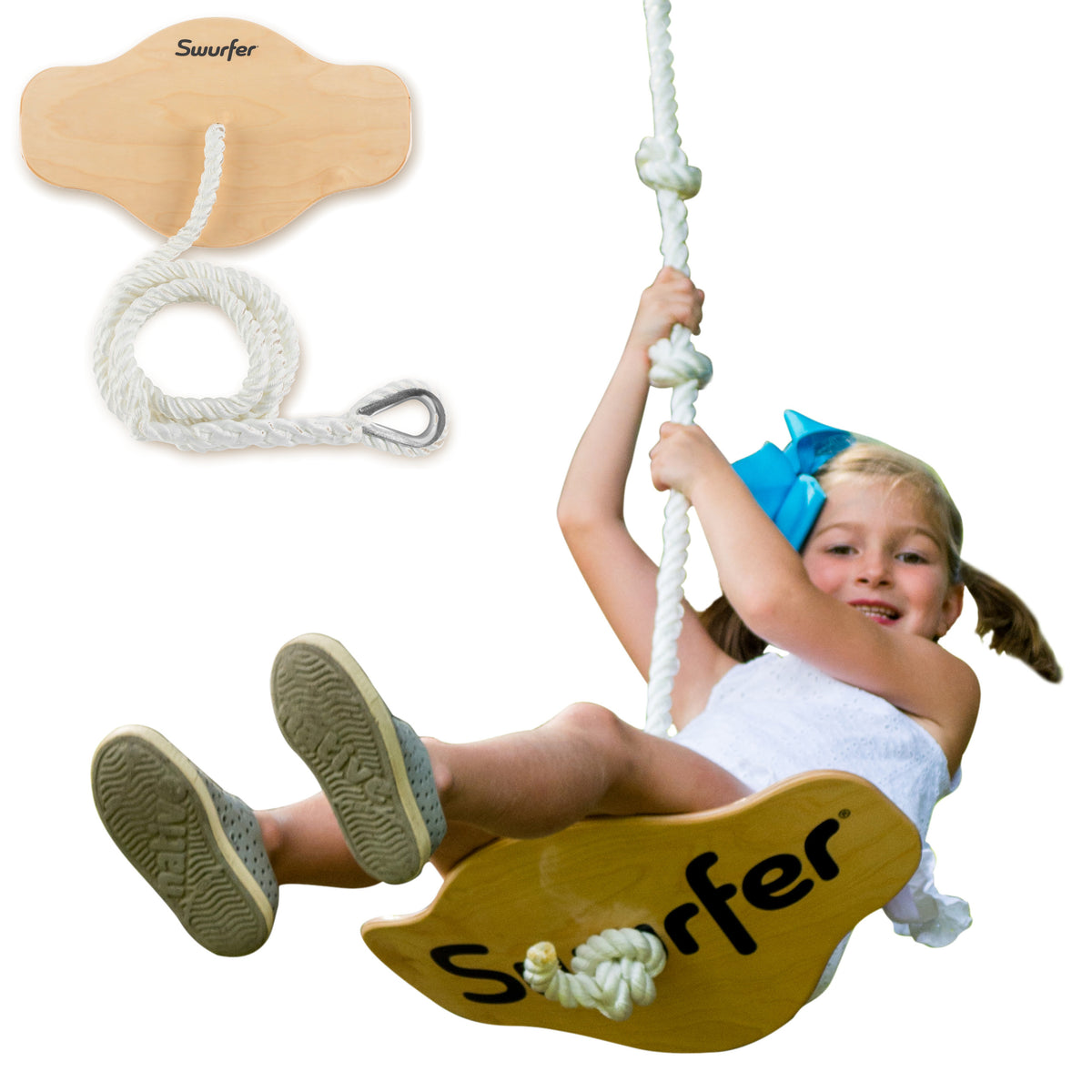 Swurfer Swift — Curved Maple Wood Tree Swing for Kids